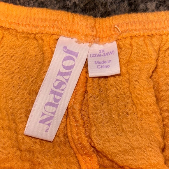 Joyspun Orange Textured Top & wide leg capri set - Picture 2 of 2